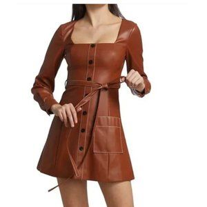STAUD, Size XS,  Oz Dress - Whiskey Vegan Leather